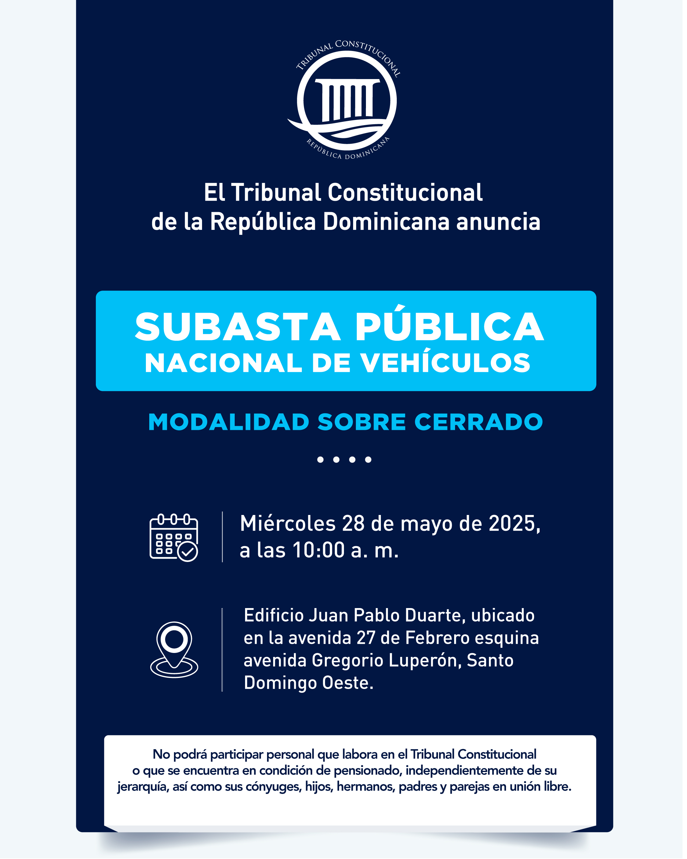 SUBASTA PÚBLICA NACIONAL DE VEHÍCULOS - MODALIDAD SOBRE CERRADO